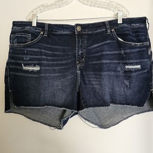 Silver Elyse Short Dark Washed Jean Distressed Raw Hem Womens Size 20/L4…